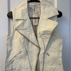 White studded faux leather vest